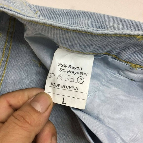 Coeur De Vague Women's Blue Highly Distressed Crop Tapered Jeans Size L - Picture 8 of 9